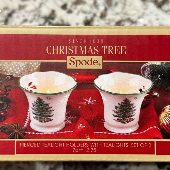 Spode Accents Spode Christmas Tree Pierced Tea Light Holders Candle